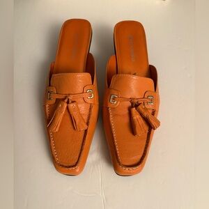 Leather tassel mules